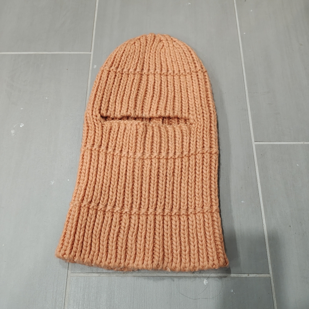 Orange thick knit balaclava